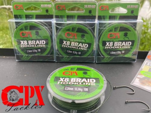 CPX X8 Braid Hooklink - 10m fonott előke - 0,14mm/8,51kg
