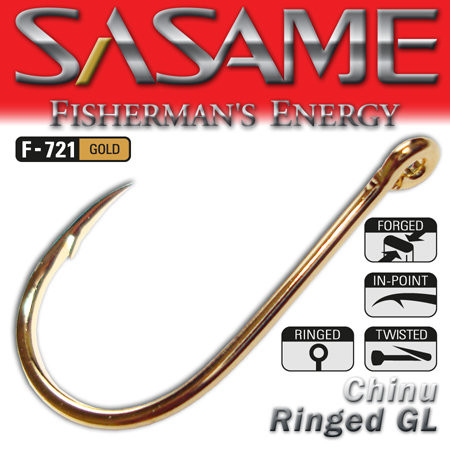 SASAME Chinu Ringed füles pontyozó horog - Gold - 8