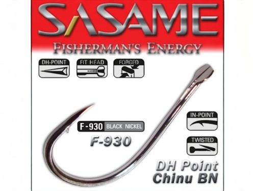 SASAME DH Point Chinu lapkás pontyozó horog - Black Nickel - 7