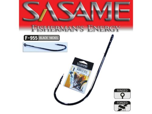 SASAME Worm ST füles rablóhalas horog - Black Nickel - 2/0