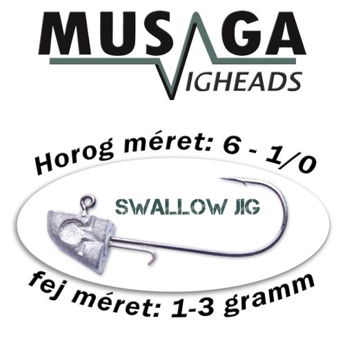 Musaga Swallow Jig horog fejjel - 1 - 4db/csomag  1,0gr