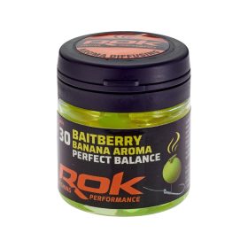   ROK Balaszírozott és Ízesített Csalizó Bogyó - Baitberry DIPPED - 30 darab/üveg -  Sárga - Banana