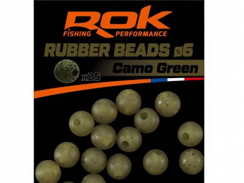 ROK RUBBER Beads Ø4, 6, 8 mm - Gumigyöngy - Camo Zöld - 6mm