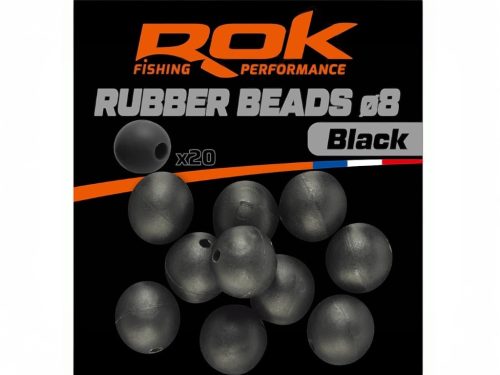 ROK RUBBER Beads Ø4, 6, 8 mm - Gumigyöngy - Fekete - 8mm