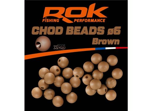 ROK CHOD Beads Ø6mm - Chod gyöngy 25db/csomag - Barna