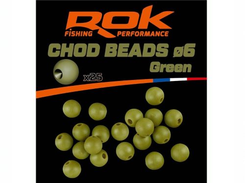 ROK CHOD Beads Ø6mm - Chod gyöngy 25db/csomag - Zöld