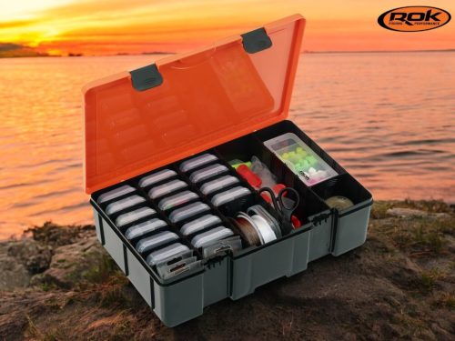 ROK HOOKBAIT BOX 380-381XL - Horogcsalis doboz 35,5cm x 23cm x 9cm - Narancs