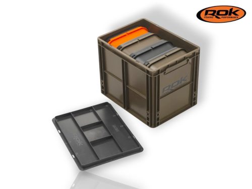 ROK CRATE 433 Set - nagy rekesz tetővel -40cm x 30cm x 32cm - Zöld