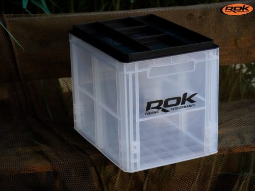 ROK CRATE 433 Set - nagy rekesz tetővel -40cm x 30cm x 32cm - Áttetsző