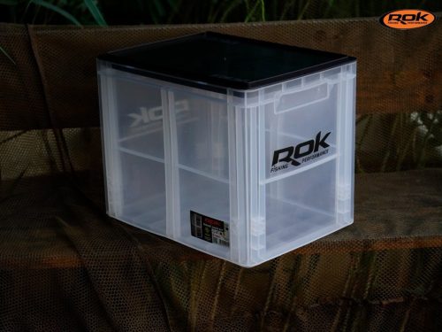 ROK CRATE 433 Set - nagy rekesz tetővel -40cm x 30cm x 32cm - Áttetsző