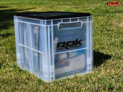 ROK CRATE 433 Set - nagy rekesz tetővel -40cm x 30cm x 32cm - Áttetsző