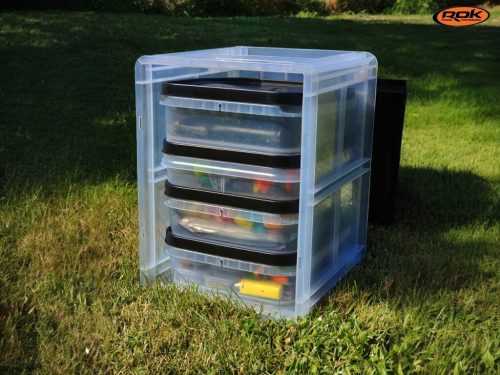 ROK CRATE 433 Set - nagy rekesz tetővel -40cm x 30cm x 32cm - Áttetsző