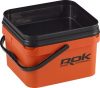 ROK 10 literes Szögletes Csalis vödör + betét + tető szett - Square Bait Bucket + Basin Black set - Narancs