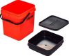 ROK 17 literes Szögletes Csalis vödör + betét + tető szett Square Bait Bucket + Basin Black set - Narancs