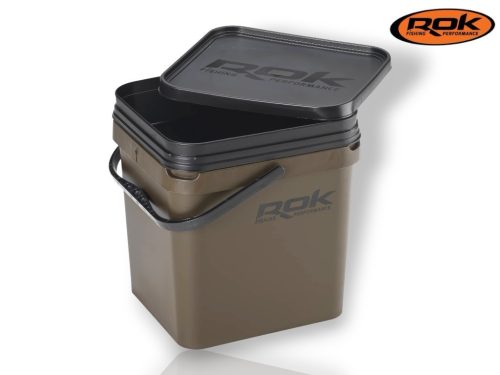 ROK 17 literes Szögletes Csalis vödör + betét + tető szett Square Bait Bucket + Basin Black set - Zöld