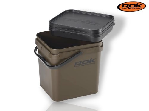 ROK 17 literes Szögletes Csalis vödör + betét + tető szett Square Bait Bucket + Basin Black set - Zöld