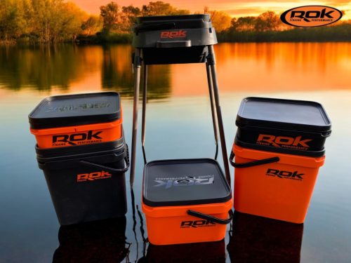 ROK 17 literes Szögletes Csalis vödör + betét + tető szett Square Bait Bucket + Basin Black set - Zöld
