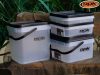ROK 17 literes Szögletes Csalis vödör + betét + tető szett Square Bait Bucket + Basin Black set - Áttetsző