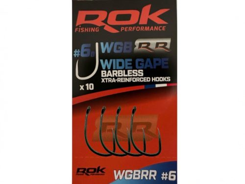ROK - WIDE GAPE BARBLESS XTRA-REINFORCED Szakáll nélküli horog - 6 - WGB-RR