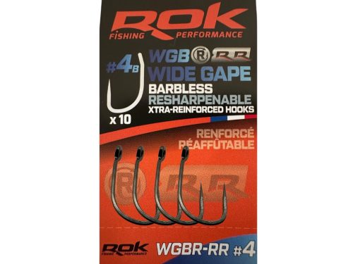 ROK - WIDE GAPE BARBLESS RESHARPENABLE REINFORCED Szakáll nélküli horog - 4 - WGBR-RR