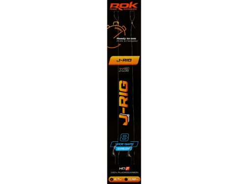 ROK J-RIG Wide Gape Barbless - 2db/csomag - előkötött szakáll nélküli horog - 8 - 0,32mm