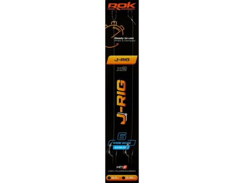 ROK J-RIG Wide Gape Barbless - 2db/csomag - előkötött szakáll nélküli horog - 6 - 0,35mm