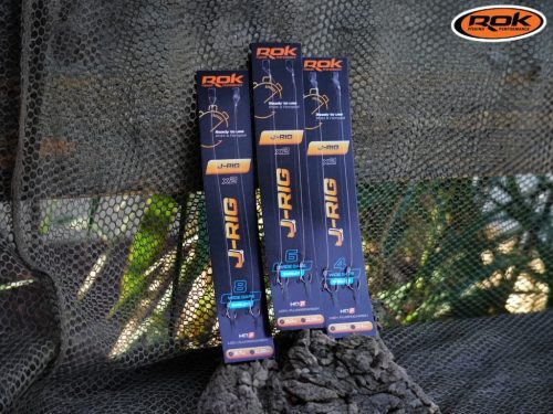 ROK J-RIG Wide Gape Barbless - 2db/csomag - előkötött szakáll nélküli horog - 4 - 0,40mm