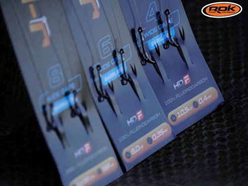 ROK J-RIG Wide Gape Barbless - 2db/csomag - előkötött szakáll nélküli horog - 4 - 0,40mm