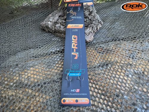 ROK J-RIG Wide Gape Barbless - 2db/csomag - előkötött szakáll nélküli horog - 4 - 0,40mm