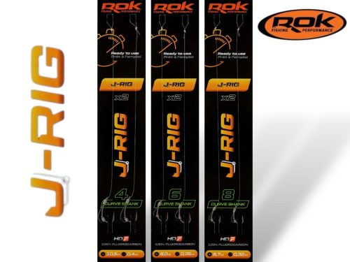 ROK J-RIG Curve Shank - 2db/csomag - előkötött horog - 6 - 0,35mm