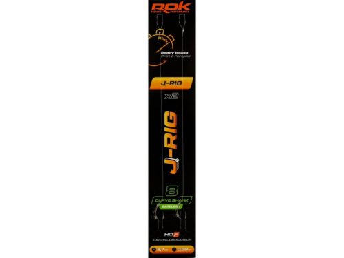 ROK J-RIG Curve Shank Barbless - 2db/csomag - előkötött szakáll nélküli horog - 8 - 0,32mm