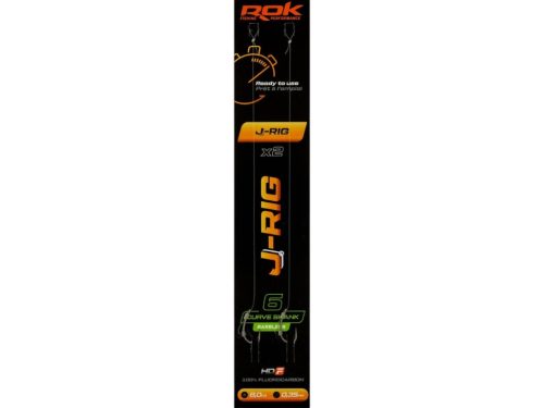 ROK J-RIG Curve Shank Barbless - 2db/csomag - előkötött szakáll nélküli horog - 6 - 0,35mm