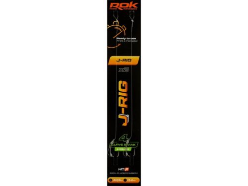 ROK J-RIG Curve Shank Barbless - 2db/csomag - előkötött szakáll nélküli horog - 4 - 0,40mm