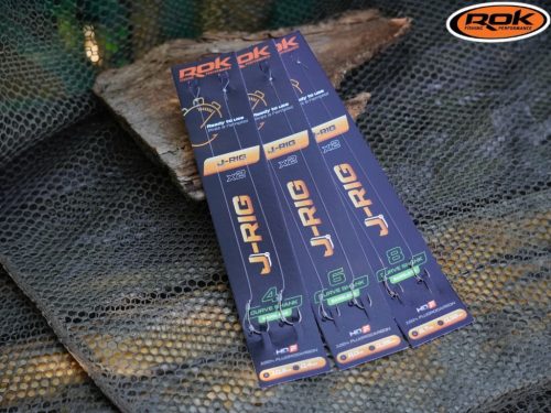 ROK J-RIG Curve Shank Barbless - 2db/csomag - előkötött szakáll nélküli horog - 4 - 0,40mm