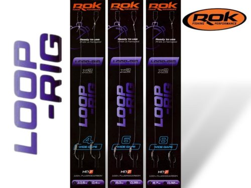 ROK LOOP RIG Wide Gape - 2db/csomag - előkötött horog - 8 - 0,32mm