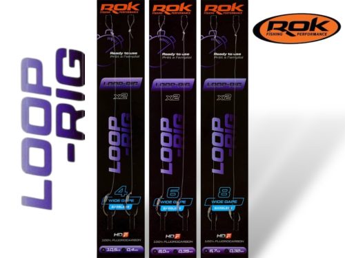 ROK LOOP RIG Wide Gape Barbless - 2db/csomag - előkötött szakáll nélküli horog - 8 - 0,32mm