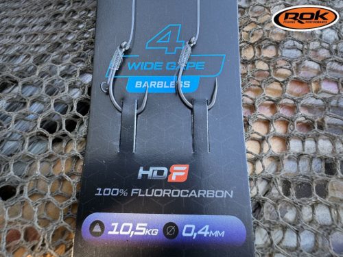 ROK LOOP RIG Wide Gape Barbless - 2db/csomag - előkötött szakáll nélküli horog - 8 - 0,32mm