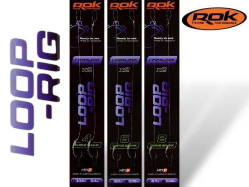 ROK LOOP RIG Curve Shank - 2db/csomag - előkötött horog - 8 - 0,32mm