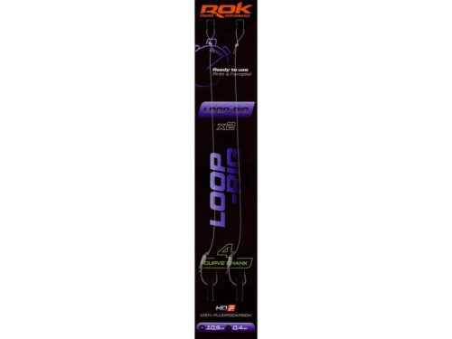 ROK LOOP RIG Curve Shank - 2db/csomag - előkötött horog - 4 - 0,40mm