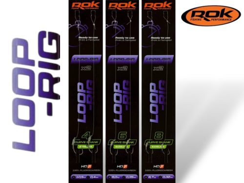 ROK LOOP RIG Curve Shank Barbless - 2db/csomag - előkötött szakáll nélküli horog  4 - 0,40mm
