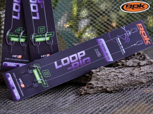 ROK LOOP RIG Curve Shank Barbless - 2db/csomag - előkötött szakáll nélküli horog  4 - 0,40mm