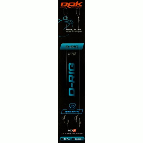 ROK D-RIG Wide Gape - 2db/csomag - előkötött horog - 8 - 0,32mm