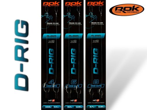 ROK D-RIG Wide Gape - 2db/csomag - előkötött horog - 4 - 0,40mm