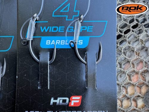 ROK D-RIG Wide Gape Barbless - 2db/csomag - előkötött szakáll nélküli horog -  6 - 0,35mm