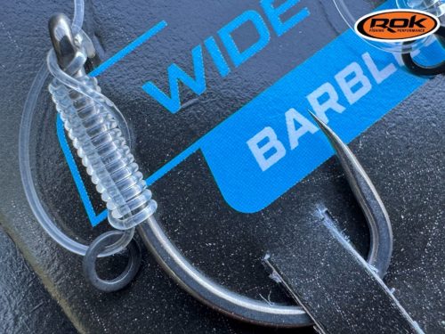 ROK D-RIG Wide Gape Barbless - 2db/csomag - előkötött szakáll nélküli horog -  6 - 0,35mm
