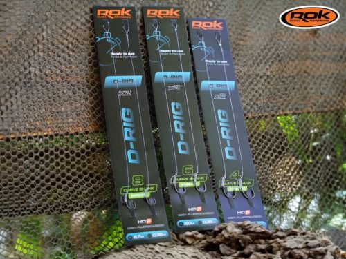 ROK D-RIG Curve Shank Barbless - 2db/csomag - előkötött szakáll nélküli horog - 8 - 0,32mm