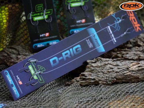 ROK D-RIG Curve Shank Barbless - 2db/csomag - előkötött szakáll nélküli horog - 4 - 0,40mm