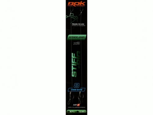 ROK STIFF RIG Wide Gape - 2db/csomag - előkötött horog - 8 - 0,32mm
