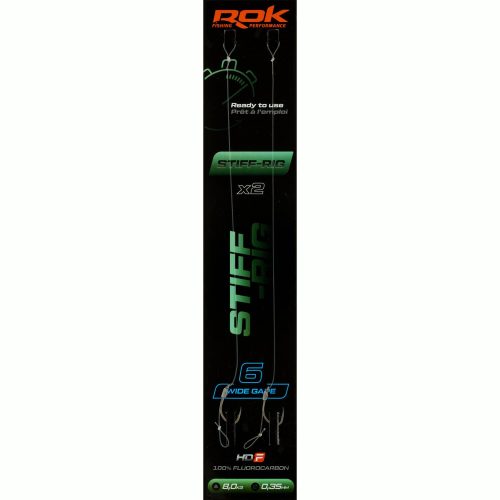 ROK STIFF RIG Wide Gape - 2db/csomag - előkötött horog - 6 - 0,35mm