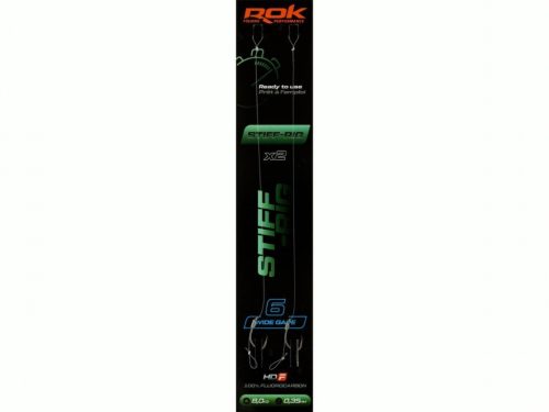 ROK STIFF RIG Wide Gape - 2db/csomag - előkötött horog - 6 - 0,35mm